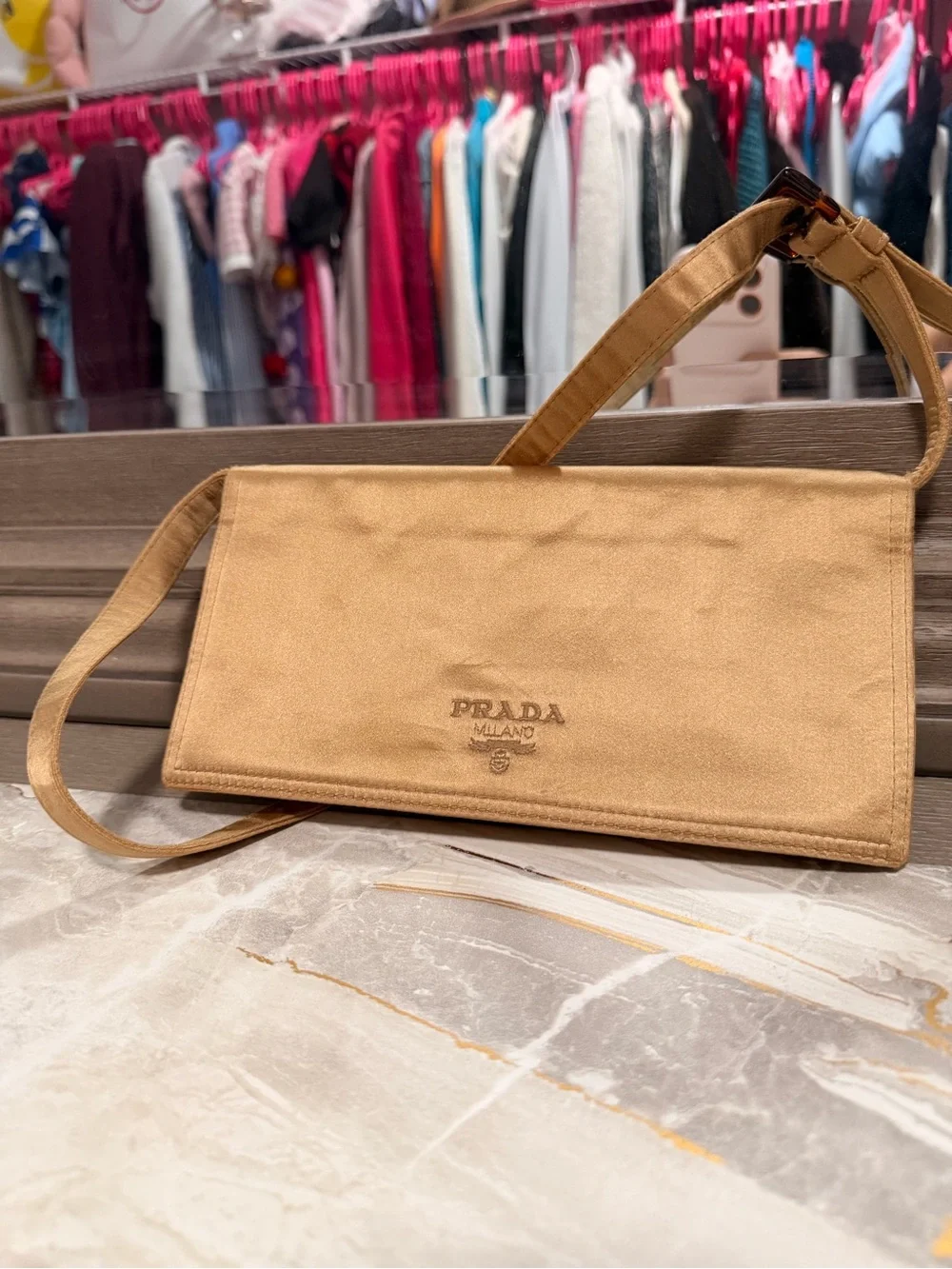 Prada gold Canvas Shoulder Messenger Bag